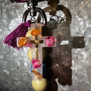 Handmade to customer order key fobs and chains. Elastic wristlet. Resin accents.